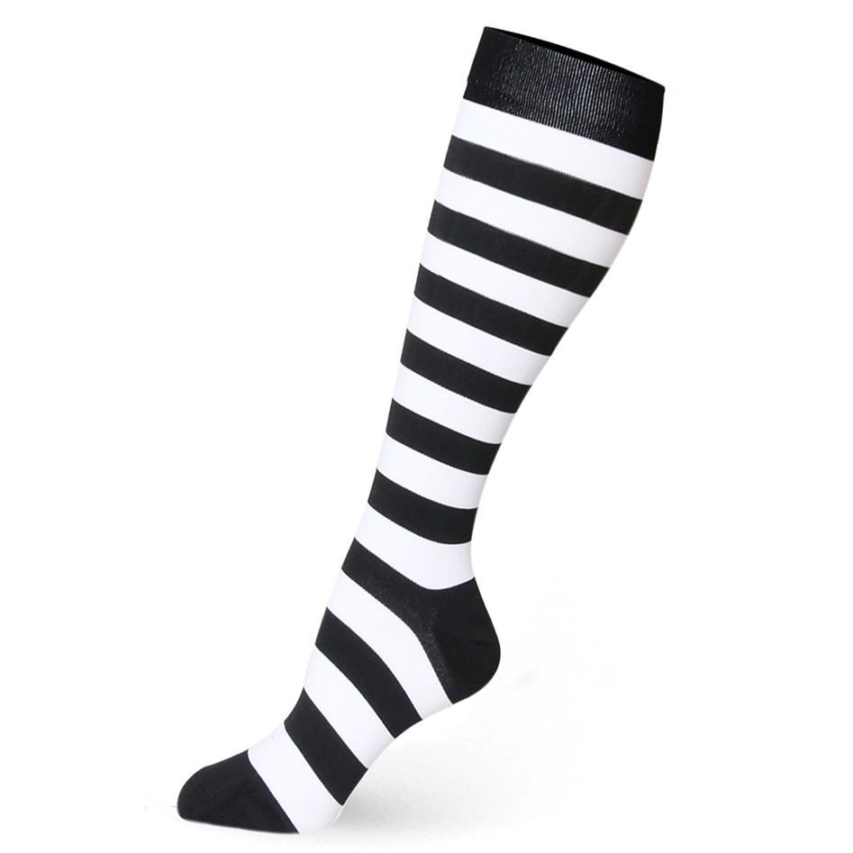 20-30 mmHg Compression Sock Stripes Trainer Stockings Quick-drying Outdoor Breathable Women Men Sports Socks for Swelling